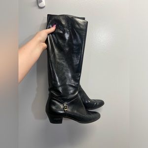 Salvatore Ferragamo Knee High Black Leather Boots - Size 10 - No box